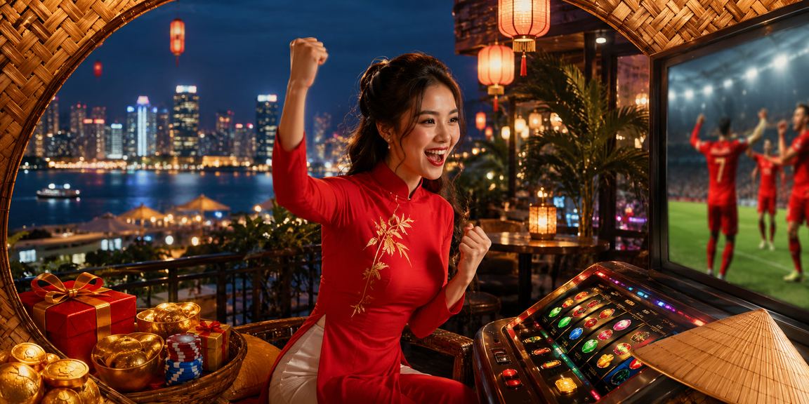Người chơi trải nghiệm slot game casino tại Hà Nội với trang phục áo dài